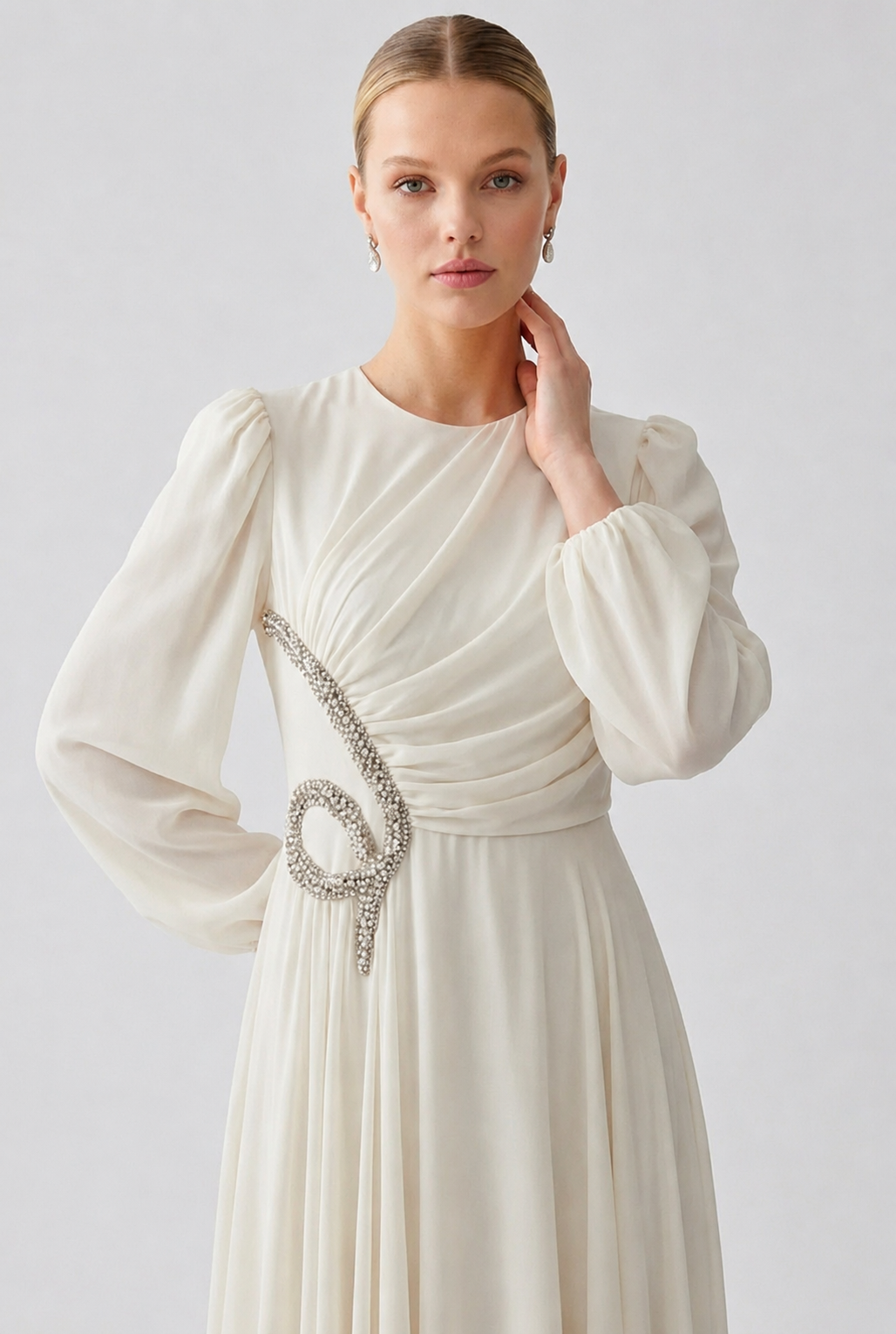 Chiffon Crystal Embellished Maxi Dress