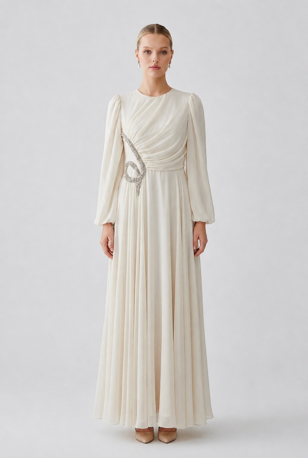 Chiffon Crystal Embellished Maxi Dress