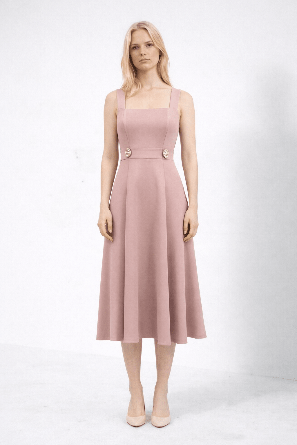 Midi Square Neck Dress | Elora Venecci